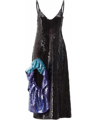 Midi šaty s volánmi Loewe čierna