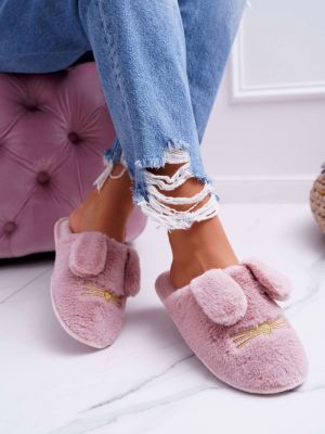 Papuci cu blană Kesi roz