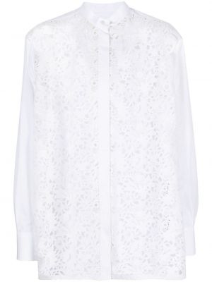 Camisa de flores de encaje Valentino blanco