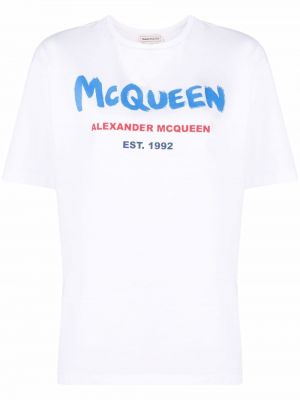 Тениска с принт Alexander Mcqueen бяло