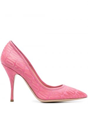 Полуотворени обувки с принт Moschino розово