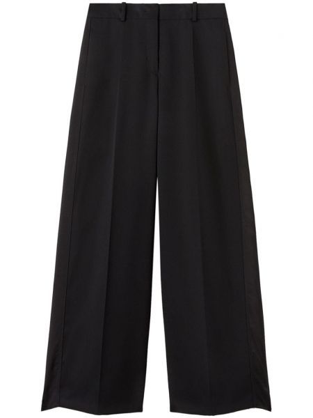 Vlněné rovné kalhoty Jil Sander černé