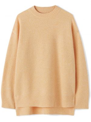 Vlnený sveter s okrúhlym výstrihom Jil Sander oranžová