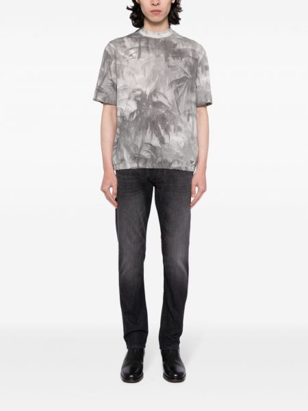 T-shirt en coton à imprimé Emporio Armani gris