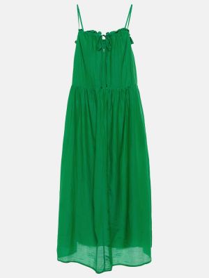 Шелковое платье миди Velvet, зеленое