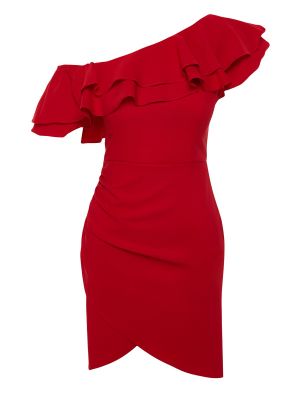 Βραδινό φόρεμα με βολάν Trendyol κόκκινο