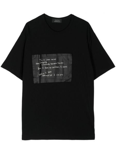 T-shirt en coton avec applique Yohji Yamamoto noir