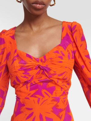 Midi obleka s cvetličnim vzorcem Diane Von Furstenberg oranžna
