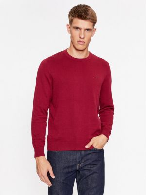 Пуловер Tommy Hilfiger винено червено
