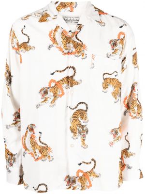 Риза с принт с тигров принт Wacko Maria бяло