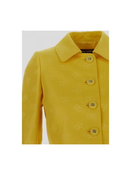 Chaqueta acolchada de tejido jacquard Dolce & Gabbana amarillo
