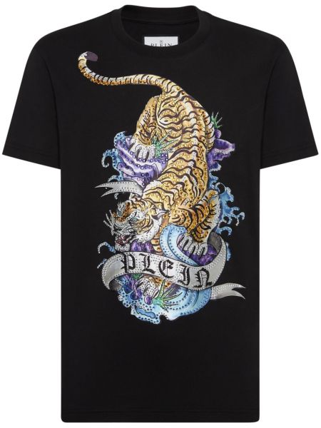 T-shirt en coton à imprimé Philipp Plein noir