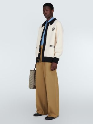 Klasické kalhoty s vysokým pasem relaxed fit Gucci hnědé