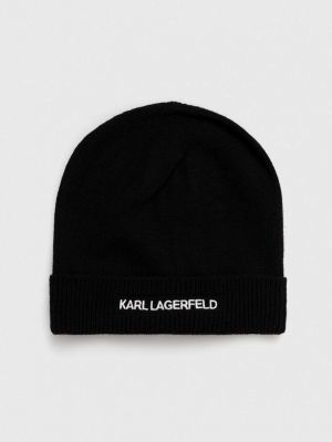 Dzianinowa czapka z daszkiem Karl Lagerfeld czarna