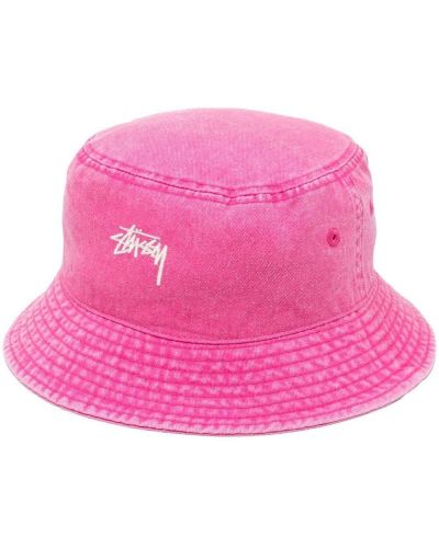 Işlemeli kova şapkası Stüssy pembe