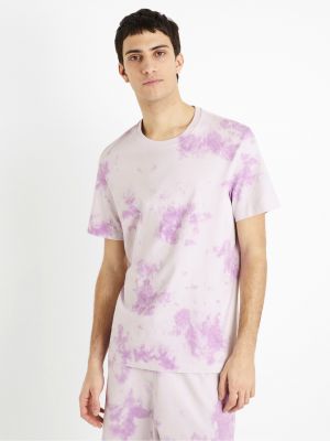 Batikované tričko Celio fialová