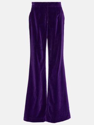 Bavlnené zamatové rovné nohavice Costarellos fialová