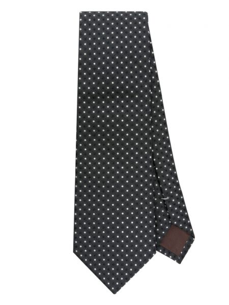 Cravată de mătase cu buline din jacard Canali gri