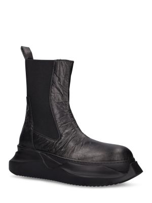 Kožené kotníkové boty s abstraktním vzorem Rick Owens Drkshdw černé