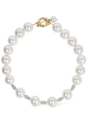Collar con perlas de cristal Timeless Pearly dorado