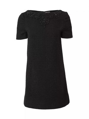 Платье мини с вышивкой с бисером свободного кроя Carolina Herrera черное