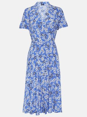 Vestido midi de flores de crepé Polo Ralph Lauren azul
