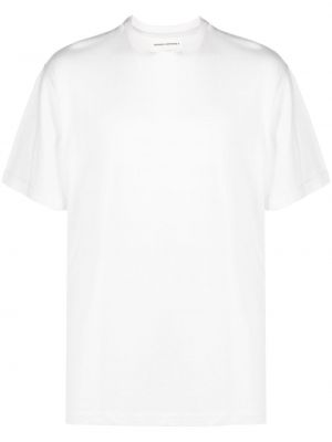 Tricou din cașmir din bumbac cu decolteu rotund Extreme Cashmere alb