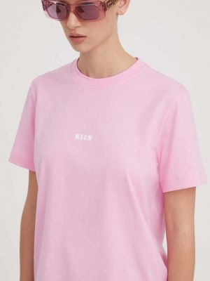 Хлопковая футболка Msgm розовая