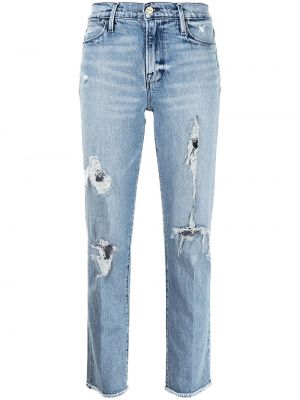 Jeans skinny effet usé slim Frame bleu