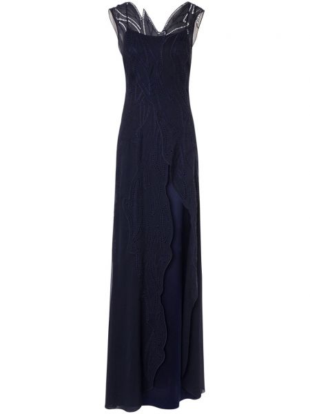 Krajkové večerní šaty Alberta Ferretti modré