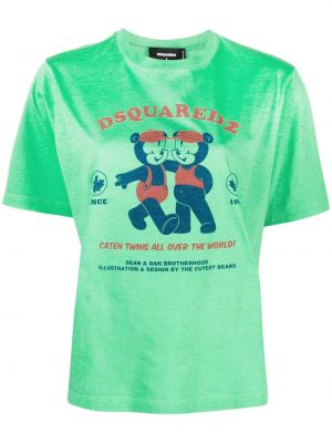 Βαμβακερή μπλούζα με σχέδιο από ζέρσεϋ Dsquared2 πράσινο