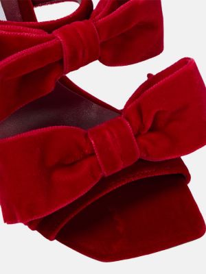 Aksamitne klapki mules z kokardką Jimmy Choo czerwone