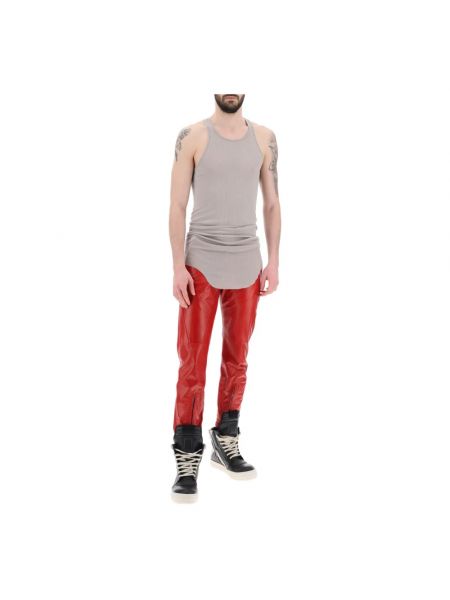 Spodnie skórzane Rick Owens czerwone
