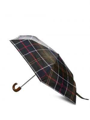 Kostkovaný deštník Barbour zelený