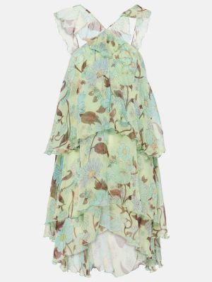 Hedvábné šaty s potiskem Stella Mccartney zelené