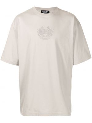 Camiseta con bordado oversized Balenciaga gris