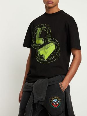 Tricou din bumbac cu imagine din jerseu Lifted Anchors negru