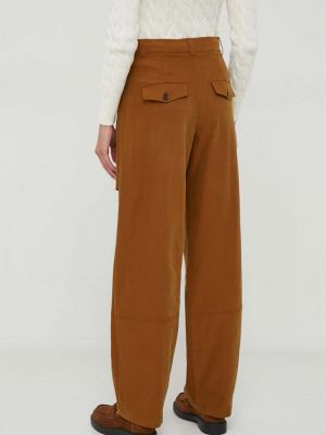 Kalhoty s vysokým pasem Sisley hnědé
