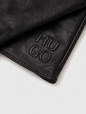 Kožne rukavice Hugo crna