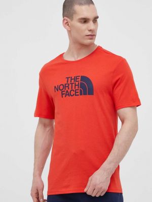 Тениска с дълъг ръкав с принт The North Face червено