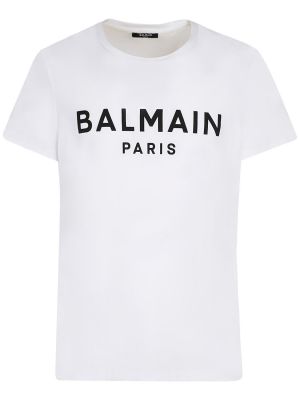 T-shirt di cotone con stampa Balmain nero