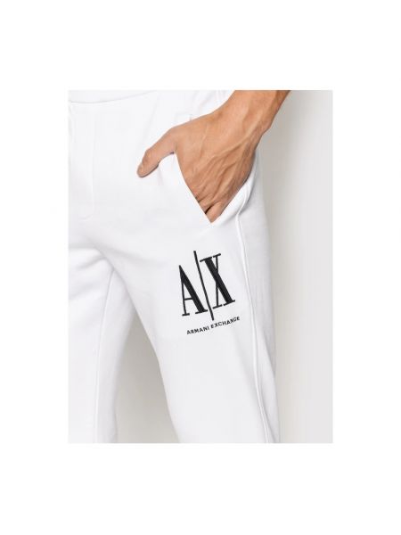 Pantalones de chándal con bordado Armani Exchange blanco