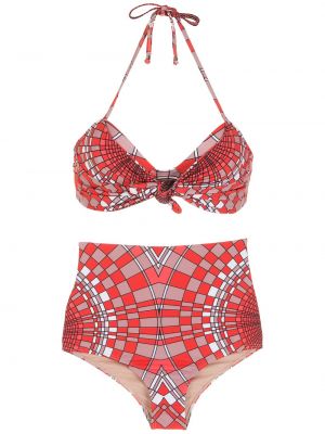Bikini cu imagine cu imprimeu geometric Amir Slama roșu
