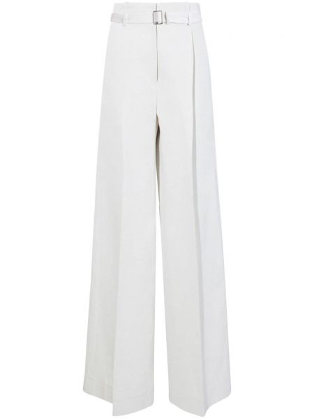 Bavlnené ľanové nohavice Proenza Schouler biela