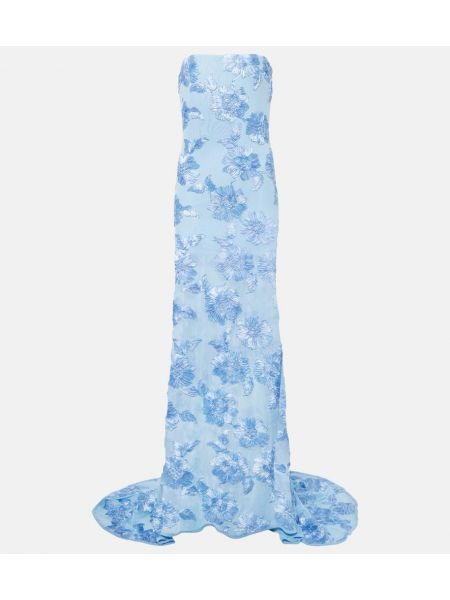 Mrežasta maksi haljina s cvjetnim printom Rotate plava