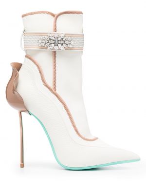 Обувки до глезена с кристали Le Silla бяло