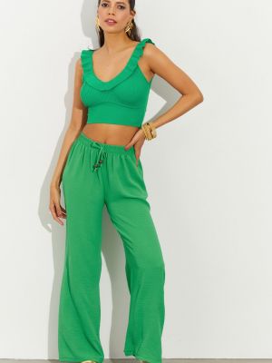 Pantaloni cu croială lejeră Cool & Sexy verde