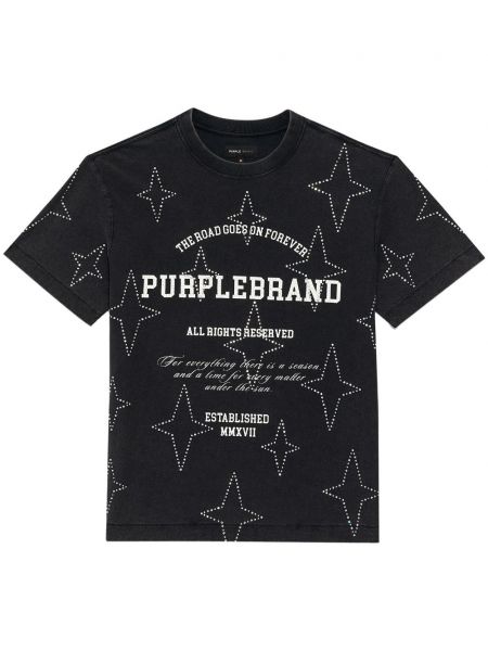 Памучна тениска с кристали Purple Brand