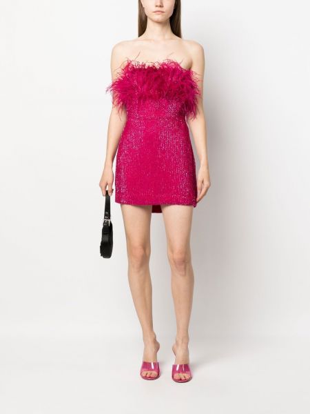 Mini šaty s flitry Retrofete růžové