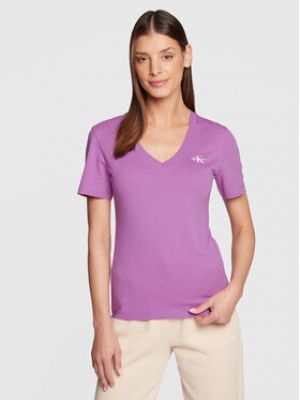 T-shirt slim Calvin Klein Jeans violet